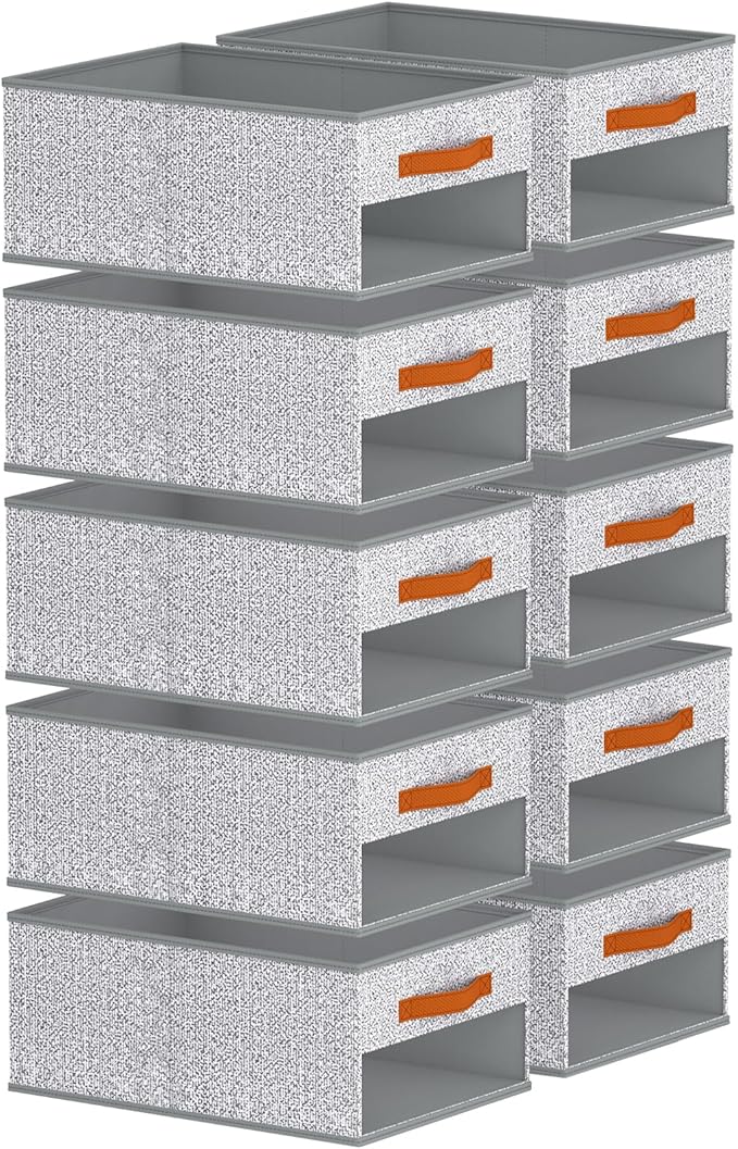 Homsorout Drawer Organizers and Storage - 10 Pack Foldable Pants Organizer with Clear Window & Handles, Fabric Closet Organiz