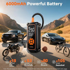 OlarHike Cordless Tire Inflator Portable Air Compressor, 150PSI Dual Power - 6000mAh & 12V DC, Air Pump for Car Tires, Motorcycle, Bicycle, Electric Pump with LED Light & Digital Pressure Gauge