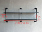 Industrial Pipe Shelf Shelving Bookcase, Wall Mounted Rustic Bookshelf, Floating Bookshelves for Wall,Retro Wood Metal Pipe I