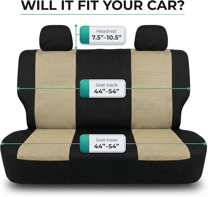 FH Group Automotive Rear Car Seat Covers for SUV, Trucks, Sedan and More - Universal Fit Rear Solid Bench Design Interior Acc