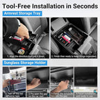 LECART Center Console Organizer Tray & Sun Visor Sunglasses Holder Fit for Ford Bronco 2025 4-Door Car Storage Accessories Set with Anti-slip Mats Sturdy ABS Easy Install Interior Upgrade
