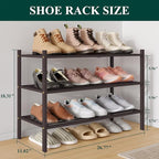 Smiry Bamboo Shoe Rack 3-Tier, Stackable Wooden Shoe Organizer for Entryway & Closet, Free Standing Wood Shoe Storage Shelf f
