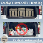 Reusable Grocery Bag (Single) – Durable Reusable Shopping Bag Box. Insulate, Stand Up, Stay Open, Fold Flat – Large Tote Bag with Long Handles & Reinforced Bottom. 2 Year Warranty.