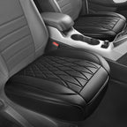 CAR PASS 2 Pack Leather Front Car Seat Covers, Bottom Seat Covers Full Wrapped with Storage Pocket, Anti-Slip Leather Seat Pr