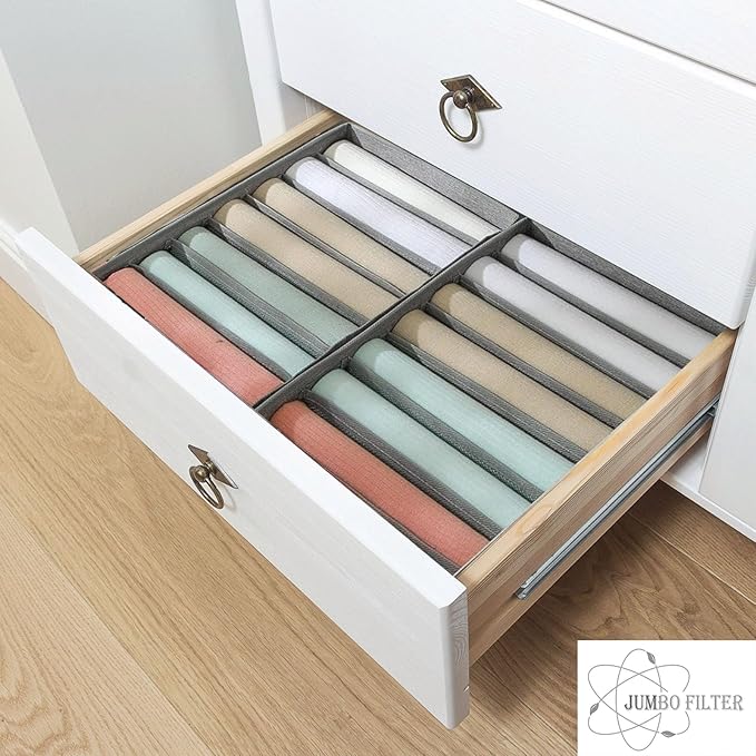 4 Pack Drawer Organizers for Clothing, 7 Grids Foldable Washable Drawer Organizer Clothes, for Folded Clothes, T-shirt, Tank 