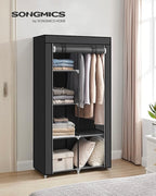 SONGMICS Portable Closet, Fabric Wardrobe, Clothes Rack with Shelves, Pockets, Large Capacity, 1 Hanging Rod, 34.6 x 17.7 x 6