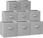 Criusia Storage Cubes - 11 Inch Heavy Duty Fabric Closet Bins for Shelves, Cube Organizer - 8 Pack Collapsible Decorative Sto
