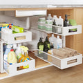 2 Packs 17IN Depth Under Sink Organizer, 2-Tier Pull Out Cabinet Organizer With Smooth Circular Rail, Large Capacity Metal Me