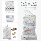 10 Set Packing Cubes for Travel, Gifts for Women Mom,Anti-Tearing Suitcase Organizer for Luggage with Shoe & Hanging Toiletry