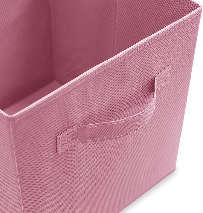 Casafield Set of 6 Collapsible Fabric Cube Storage Bins, Light Pink - 11" Foldable Cloth Baskets for Shelves, Cubby Organizer