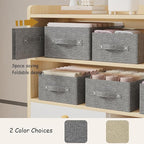 Collapsible Storage Boxes Bins, Fabric Laundry Baskets, Cube Organizer Bins for Organizing Home, Office and Closet, Grey, 3 P