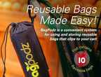 Sturdy Reusable Grocery Bags Foldable and Washable - Made From RipStop Nylon Hold 50lbs - Designed in USA Reusable Shopping Bags Inside a Compact Pod with Carry Clip - 10 Pack in Red