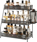 Vintage 3 Tier Spice Rack Organizer for Kitchen Counter, Bathroom Counter Organizer with Bonus Basket, 3 Tier Bathroom Counte