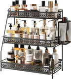 Vintage 3 Tier Spice Rack Organizer for Kitchen Counter, Bathroom Counter Organizer with Bonus Basket, 3 Tier Bathroom Counte
