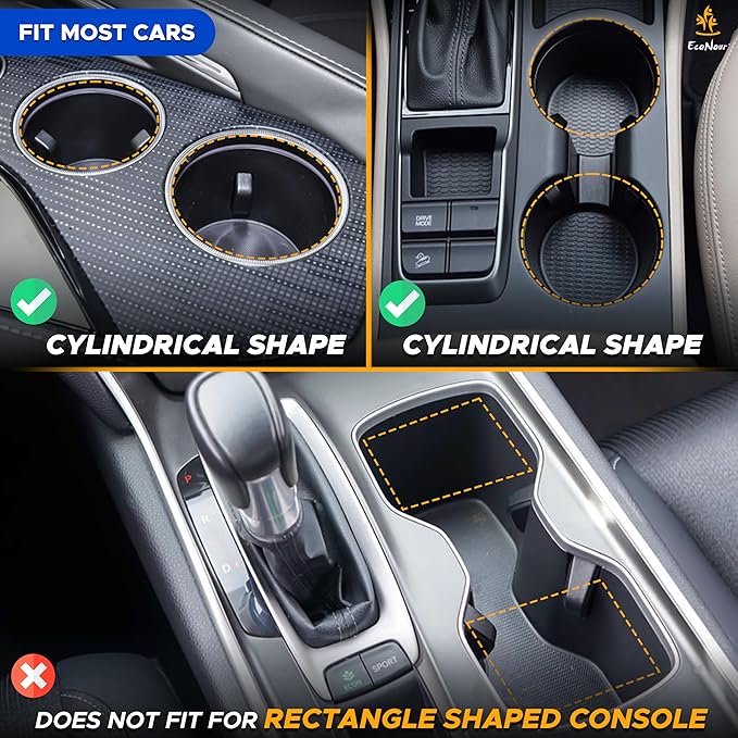 Econour Car Cup Holder Expander | Fits with Hydro Flasks, Yeti, Nalgene & Large Water Bottle (32 40 oz) | Phone Holder - Adju