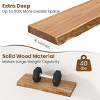 Floating Shelves for Wall Decor, Rustic Solid Elm Wood Live Edge Floating Shelves Wall Mounted, Wall Shelves with Invisible B
