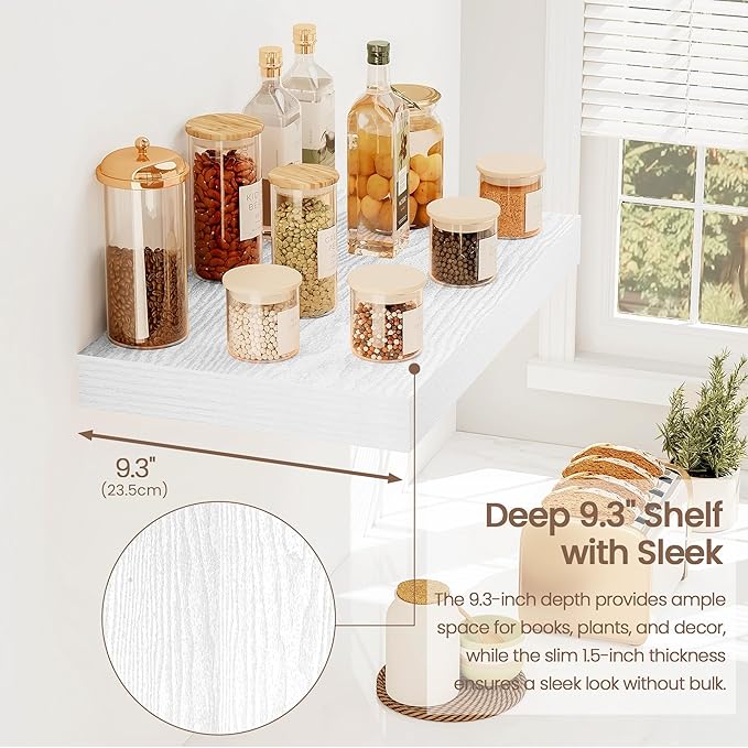 Vivelove 16 X 9 Floating Shelves,Wall Shelves with Invisible Brackets, 1.5” Thick Floating Shelves for Bathroom, Bedroom, Liv