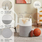Artfeel Laundry Basket,Woven Cotton Rope Laundry Hamper,60L for Decorative Storage of Dirty Clothes,Toys and Blankets in Bath