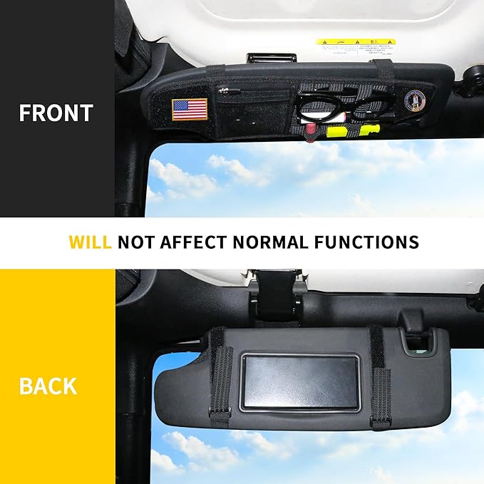 Tactical Sun Visor Organizer Visor Storage Compatible with 2012-2018 Jeep Wrangler JK 2/4 Door Accessories Car Sun Visors Sunglasses Holder Webbing Molle Panel, 2x Driver Passenger