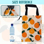 Car Trash Bag Vintage Orange Green Leaves Leak-Proof Car Garbage Bag with Drawstring Foldable Canvas Trash Bin with Adjustable Buckle for Car Accessories, Travelling, Camping