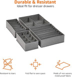 Amazon Basics Dresser Drawer Storage Organizer for Undergarments, Set of 4, Gray | Set of 4