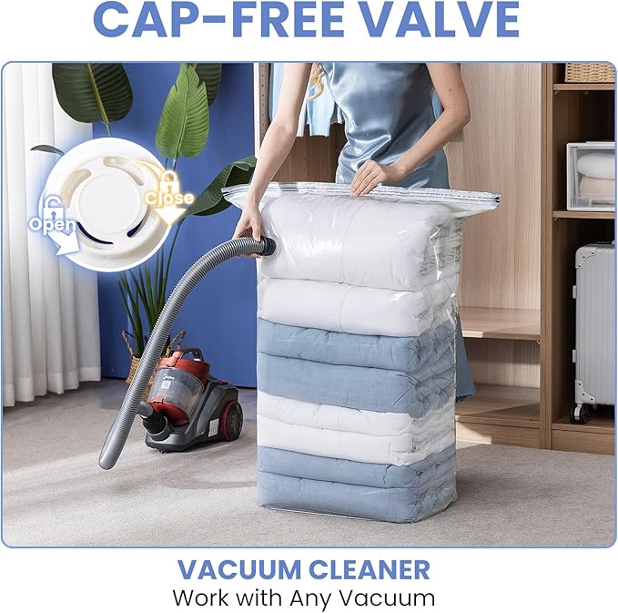 6 Pack Vacuum Storage Bags, Jumbo Cube 31x40x15 Inch, Extra Large Vacuum seal Bgas for Comforters, Blankets, Pillow, Quilts, 