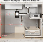2 Pack 21IN-Depth Under Sink Organizer With Next-Gen Ball-Bearing Slides,2-Tier Precision Mesh Pull Out Cabinet Storage for B