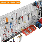 TORACK 109 PCS Pegboard Wall Organizer 4 ft. Garage Metal Pegboard Utility Tool Storage Kit w/Toolboard Hooks & Pegboard Hook