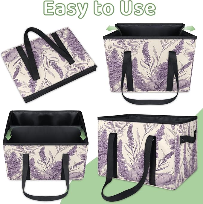 Reusable Grocery Bags Heavy Duty Shopping Bags Foldable Large Tote Bags with Long Handles & Hard Bottom