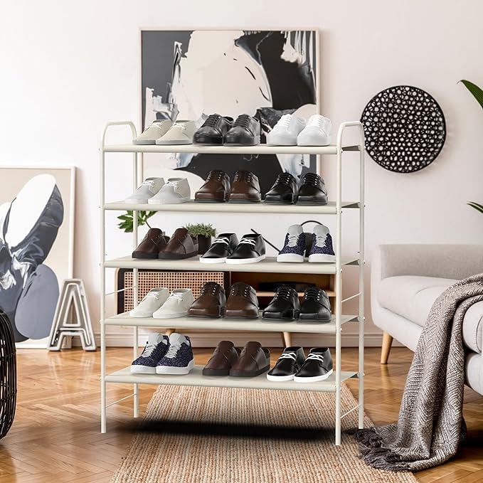 SIMPLE HOUSEWARE 5-Tier Shoe Rack Storage Organizer, White