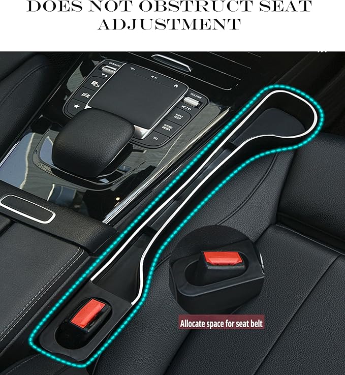 Car Seat Gap Filler Organizer- Upgrade Car Side Seat Gap Filler with Cup Holder and Phone Holder- Car Seat Gap Organizer for Prevent Falling-Seat Gap Storage 2 Pack (2, Black)