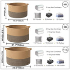 90L Extra Large Blanket Basket,Rope Woven Storage Basket with Handles, Laundry Hamper for Toys, Clothes, Pillows & Towels, Pe