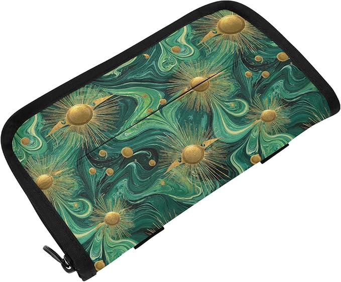 Car Tissue Holder Car Visor Organizer Tissue Box Holder for Car Sun Visor Organizer with Car Vehicle Accessories Essentials Interior for Women Men Teal Gold Swirl Sun Marble