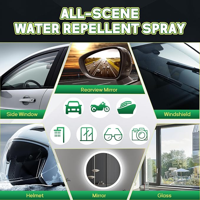 Water Repellent Spray for Car Windshield & Glass - Long Lasting Rain Repellent & Hydrophobic Coating for Windshield, Glass, W