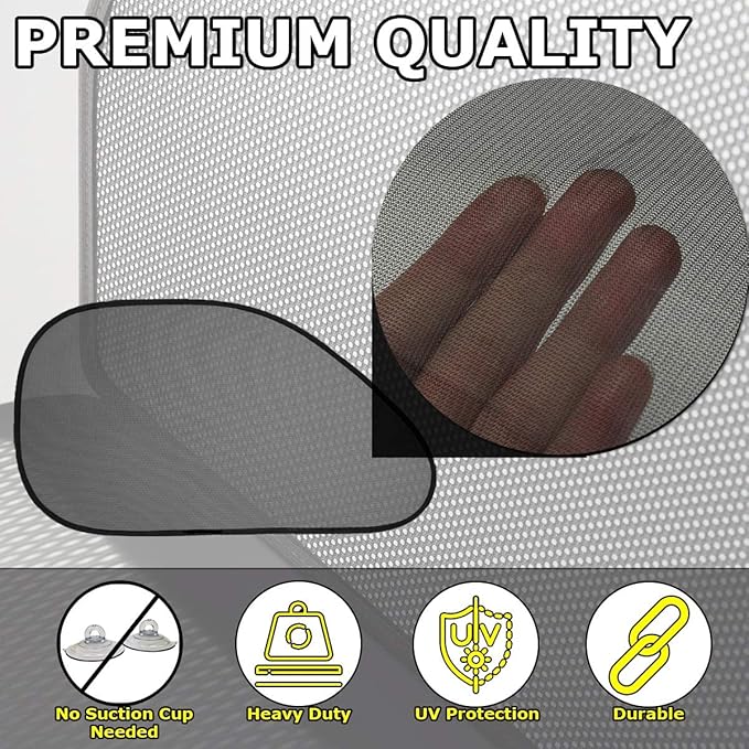 VaygWay Baby Window Sun Shade- Car Accessories Side Sun Visor- Kids Pets Seat Sun Glare UV Rays Protection (4 Pack Side Window Sunshade)