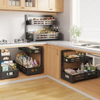 2 Pack 21IN-Depth Under Sink Organizer,Pull Out Cabinet Organizer With Smooth Cylindrical Rail,Metal Slide Out Drawer for Kit