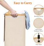Lifewit 80L Laundry Basket with Lid, Clothes Hampers for Laundry with Bamboo Handles and 1 Removable Bag, Large Foldable Laun