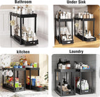 2 Pack Pull-Out Storage Organizers, Under Sink Organizer and Storage for Bathroom & Kitchen,Multi-Purpose Under Cabinet Organ