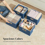 PRANDOM Storage Bins with Lids [3-Pack] Linen Fabric Foldable Storage Boxes Organizer Containers Baskets Cube with Cover for 