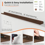 Fun Memories Picture Ledge Shelf, 48 Inch Long Floating Shelves Set of 6, Picture Shelf for Wall with Lip, Large Nursery Book
