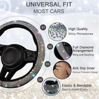 NBTEPEM 30 Pcs Multicolor Bling Car Accessories Set for Women, Steering Wheel Cover Set, Bling Console Cover, Seat Belt Cushion, Shift Knob Cushion, Cup Coaster, Rhinestone Car Hanging Accessories