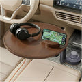 Car Desk for Laptop & Car Table Tray, Height-Adjustable 360° Rotating Wood Car Laptop Mount, Cup Holder Table, Steering Wheel Tray, Compatible with Tesla & Most Vehicles