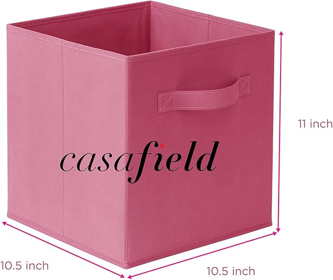 Casafield Set of 6 Collapsible Fabric Cube Storage Bins, Hot Pink - 11" Foldable Cloth Baskets for Shelves, Cubby Organizers 