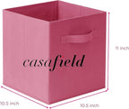 Casafield Set of 6 Collapsible Fabric Cube Storage Bins, Hot Pink - 11" Foldable Cloth Baskets for Shelves, Cubby Organizers 