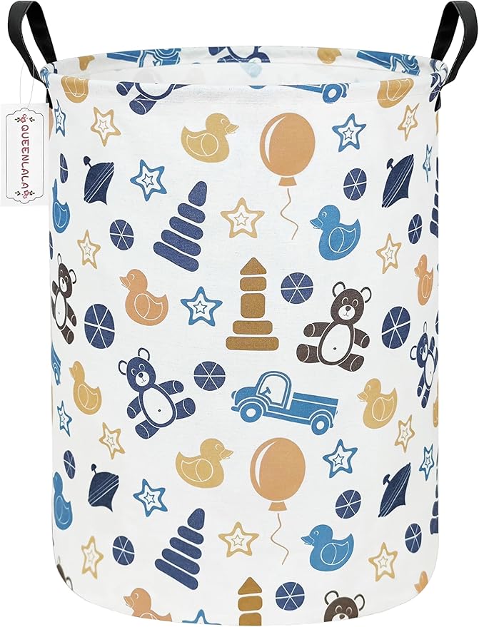QUEENLALA Large Storage Basket,Laundry Hamper/Bathroom/Home Decor/Collapsible Round Storage Bin,Boys and Girls Hamper/Boxes/C