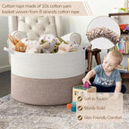 INDRESSME 115L Extra Large Blanket Basket, Soft Cotton Rope Storage Basket for Organizing, Home Decor, Toys, Laundry & Towels