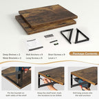 Deep Floating Shelves Wall Mounted, 16"x12" Brown Wood Shelves with Brackets Set of 2 for Bedroom, Living Room, Bathroom, Kit