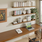 ROGMARS 48Inches Long Walnut Floating Shelves,Rustic Solid Wood Farmhouse Wall Shelves with Invisible Brackets for Bathroom, 