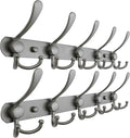 Dseap Coat Rack Wall Mounted - 5 Tri Hooks, Heavy Duty, Stainless Steel, Metal Coat Hook Rail for Coat Hat Towel Purse Robes 