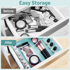 WOWBOX 25 PCS Plastic Drawer Organizer Set, 4 Sizes Desk Drawer Divider Organizers and Storage Bins for Makeup, Jewelry, Gadg
